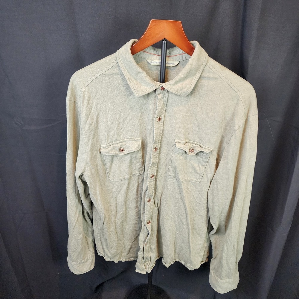 Tommy Bahama Long Sleeve Shirt Pockets Color Olive Size XL